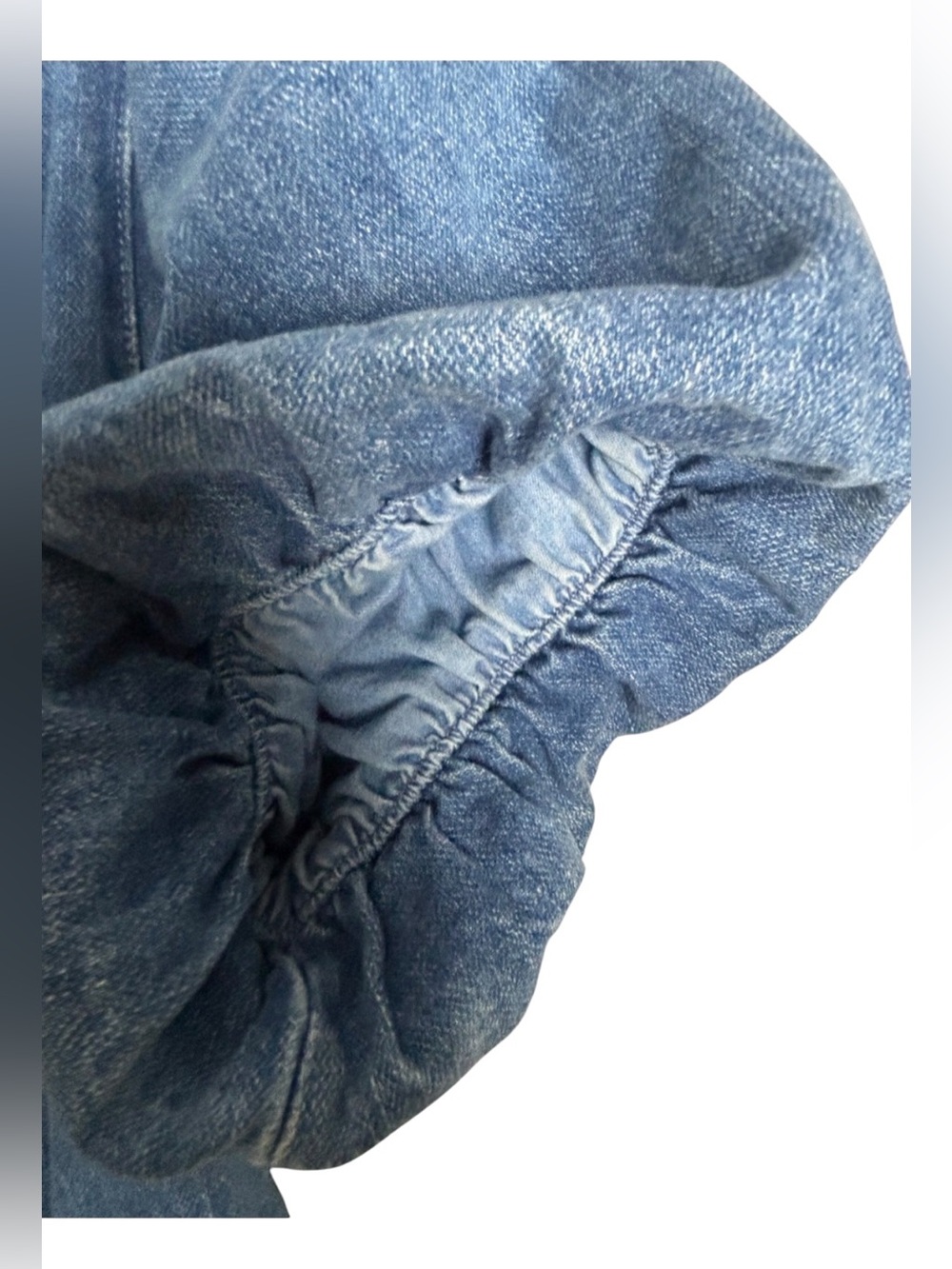 Show Me Your MuMu Oxford Puff Sleeve Belted Zip Up Mini Dress in Stormy Blue- XS - Picture 8 of 9